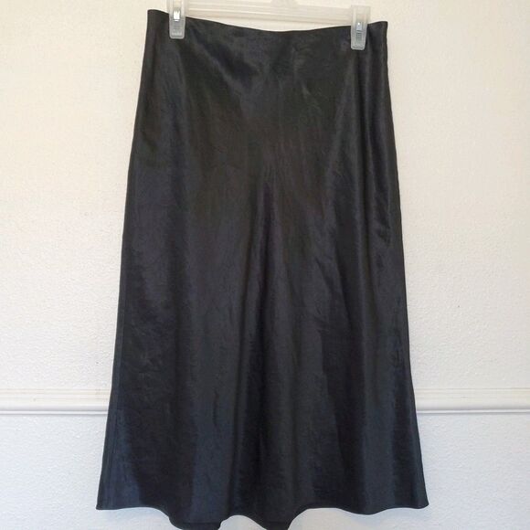 Vince. Skirt Black Satin Slip Midi Skirt Womens Size M - Picture 1 of 10